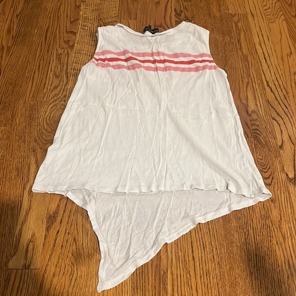 Generation Love Woman’s White Pink Stripe High Low Tank Size S - Picture 3 of 4